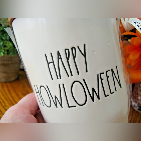 New Rae Dunn HAPPY HOWLOWEEN Halloween Dog Coffee Tea Mug Cup w/ Wood Lid - Picture 5 of 8